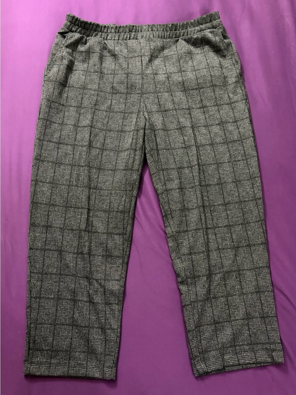 a new day Gray Glen Plaid Elastic Waist Pants